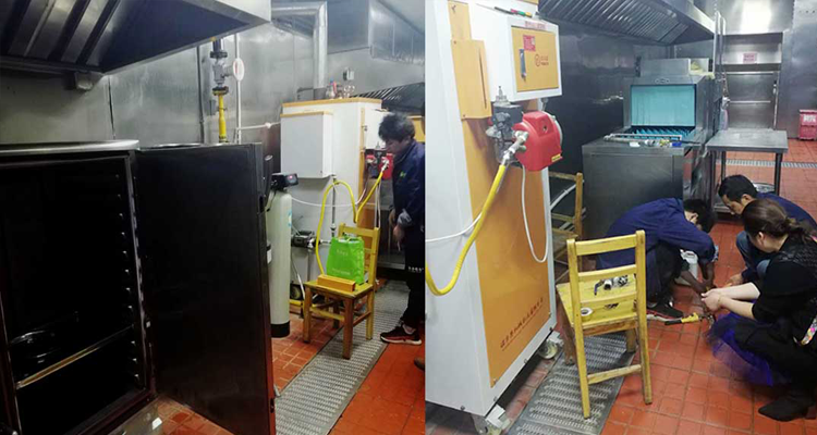 青青草精品视频技术人员上门给学校食堂安装食品加工蒸汽发生器